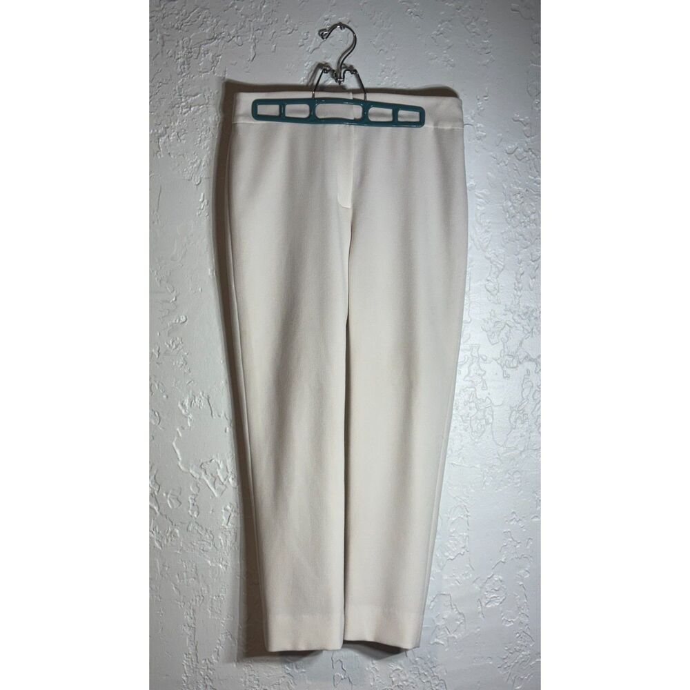 Katherine Kelly Off White Crepe Straight Leg Ankle Dress Pants Trousers Size 4